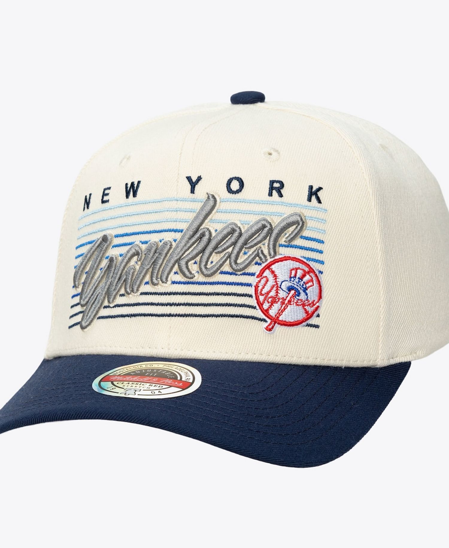 Men's and Women's Cream New York Yankees Retro Lines Stretch Snapback Hat