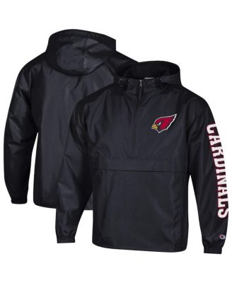 Men's Black Arizona Cardinals Packable Hooded Windbreaker Half-Zip Jacket