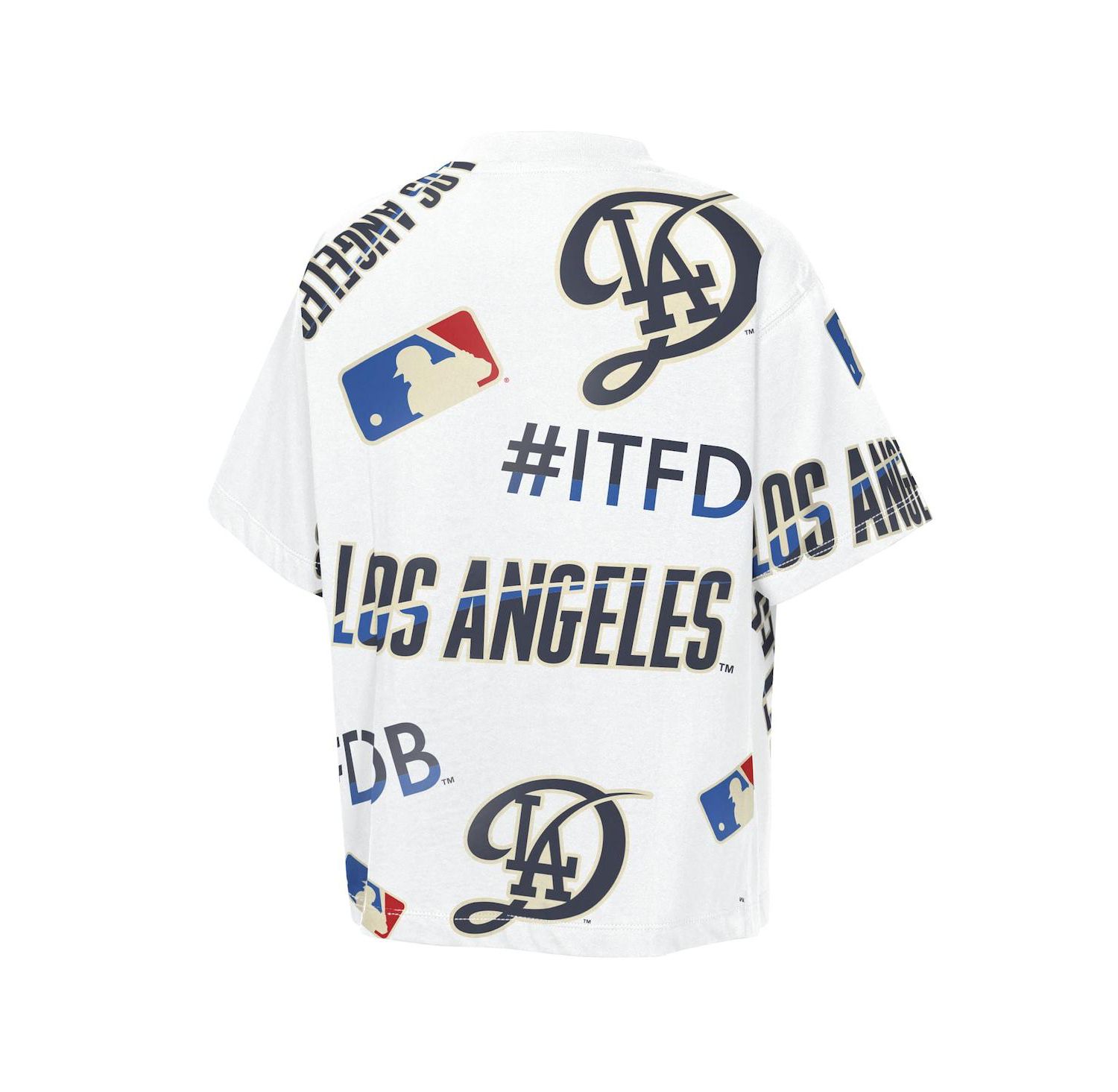 Big Boys and Girls White Los Angeles Dodgers Circus Catch T-Shirt