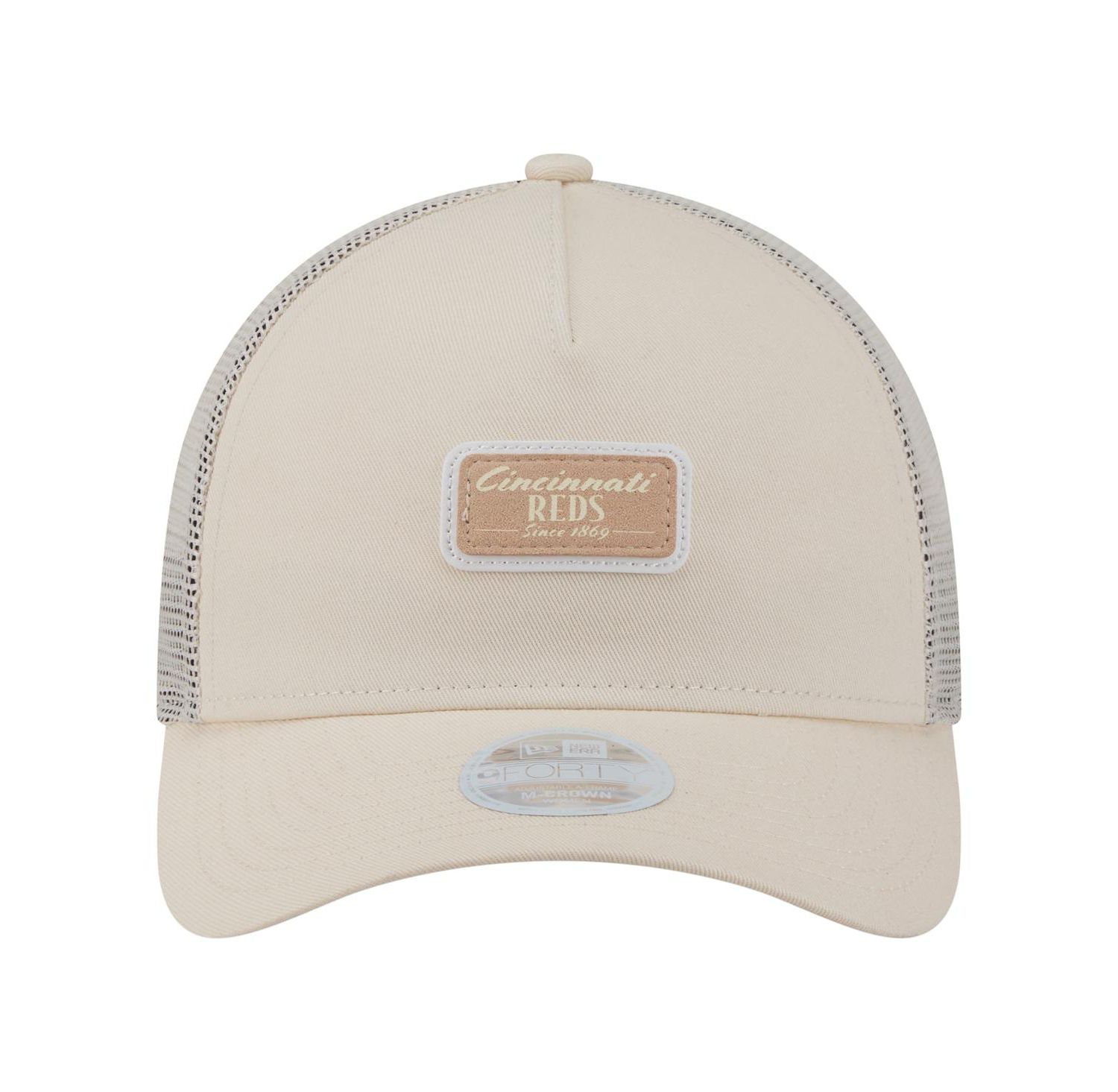 Women's Light Beige Cincinnati Reds Tonal Patch 9FORTY M-Crown A-Frame Trucker Adjustable Hat