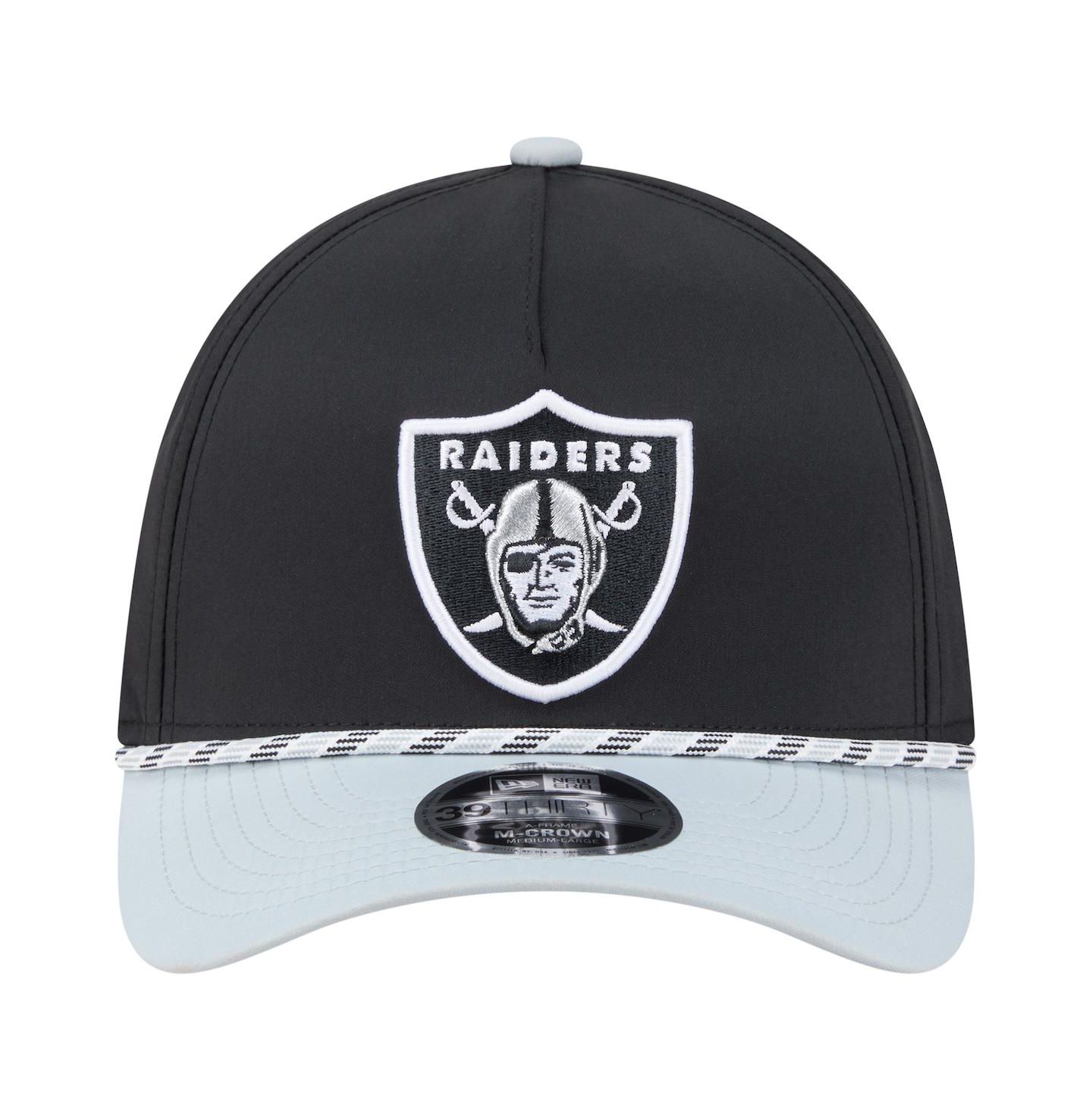 Мужская кепка New Era Black/Silver Las Vegas Raiders Rope M-Crown A-Frame 39THIRTY Flex Hat — фото 4