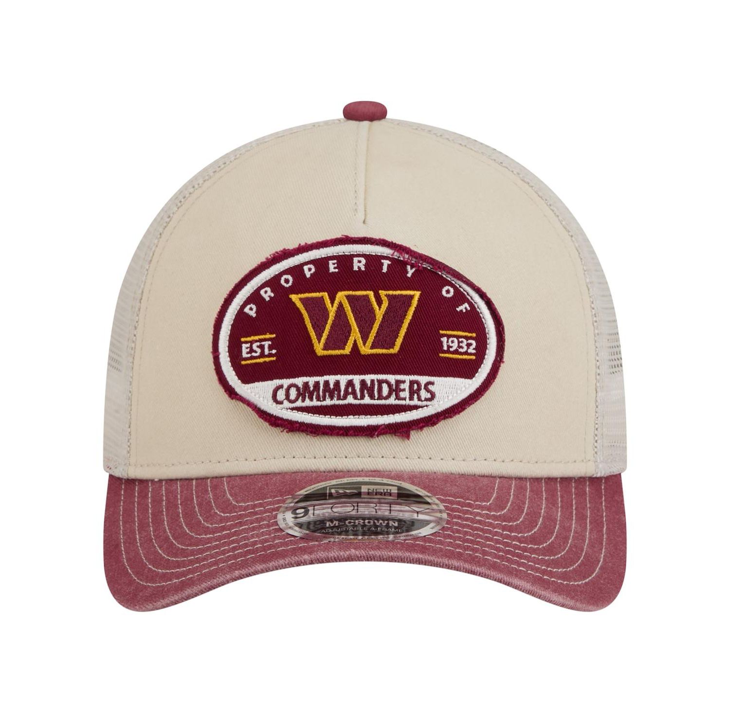 Men's Natural Washington Commanders Frayed M-Crown A-Frame 9FORTY Adjustable Hat