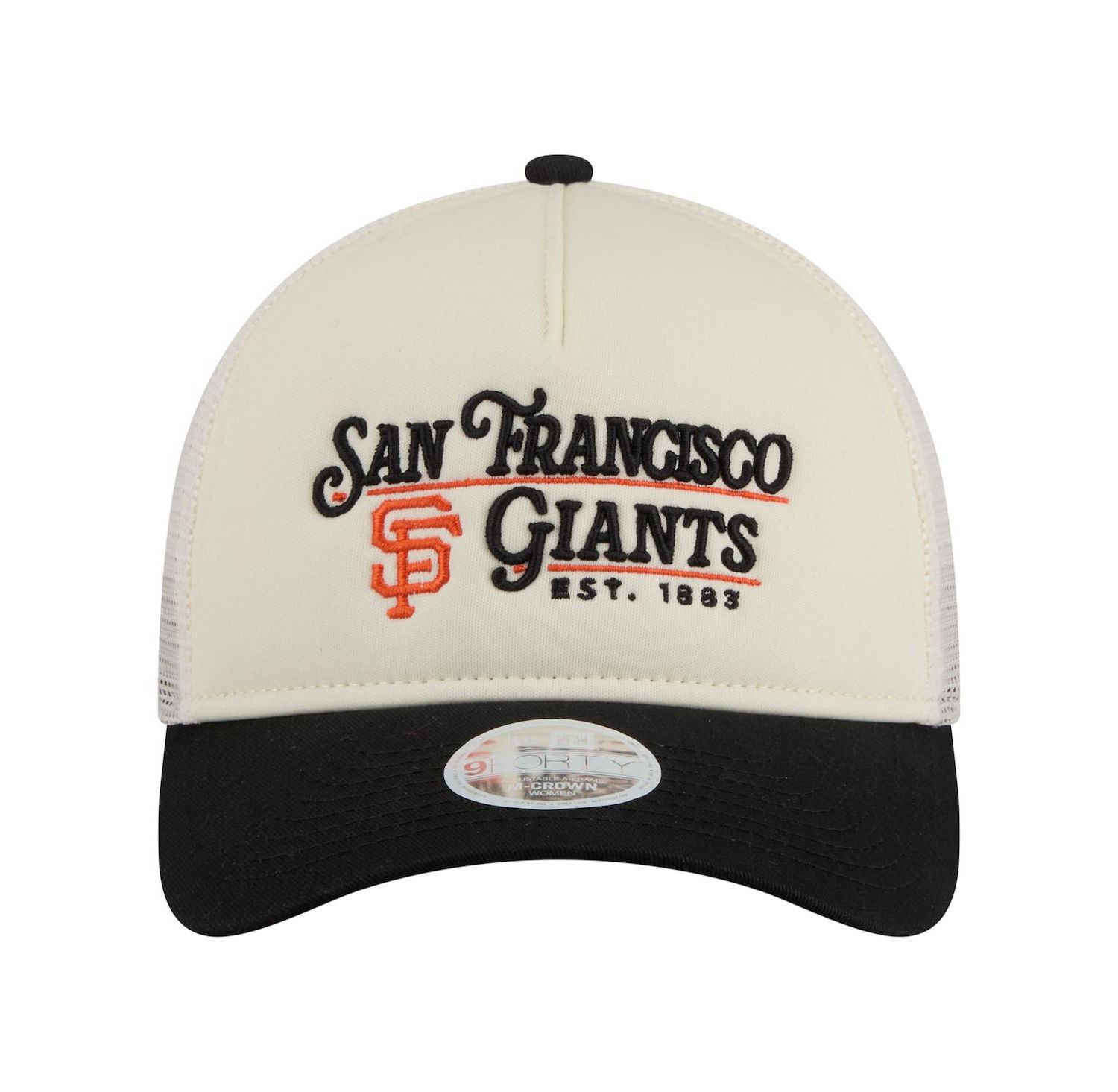Women's Light Beige/Black San Francisco Giants Retro 9FORTY M-Crown A-Frame Trucker Adjustable Hat