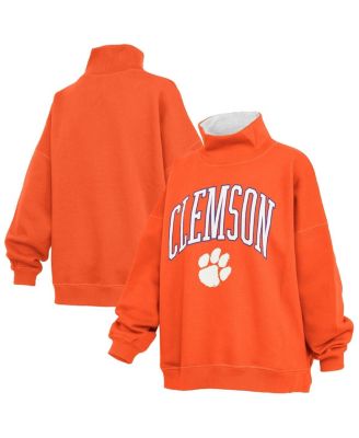 Women's Orange Clemson Tigers Oversized Mock Neck Sweatshirt