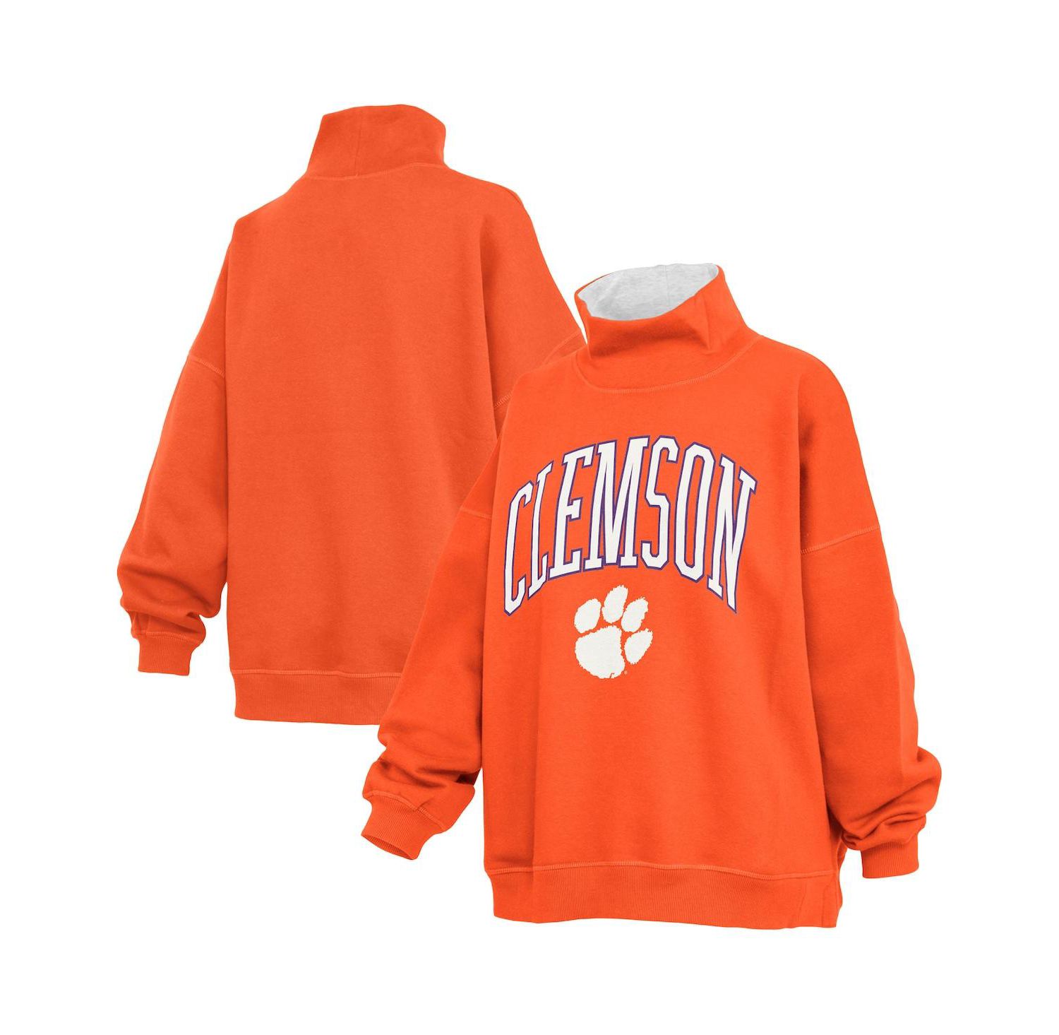 Women's Orange Clemson Tigers Oversized Mock Neck Sweatshirt