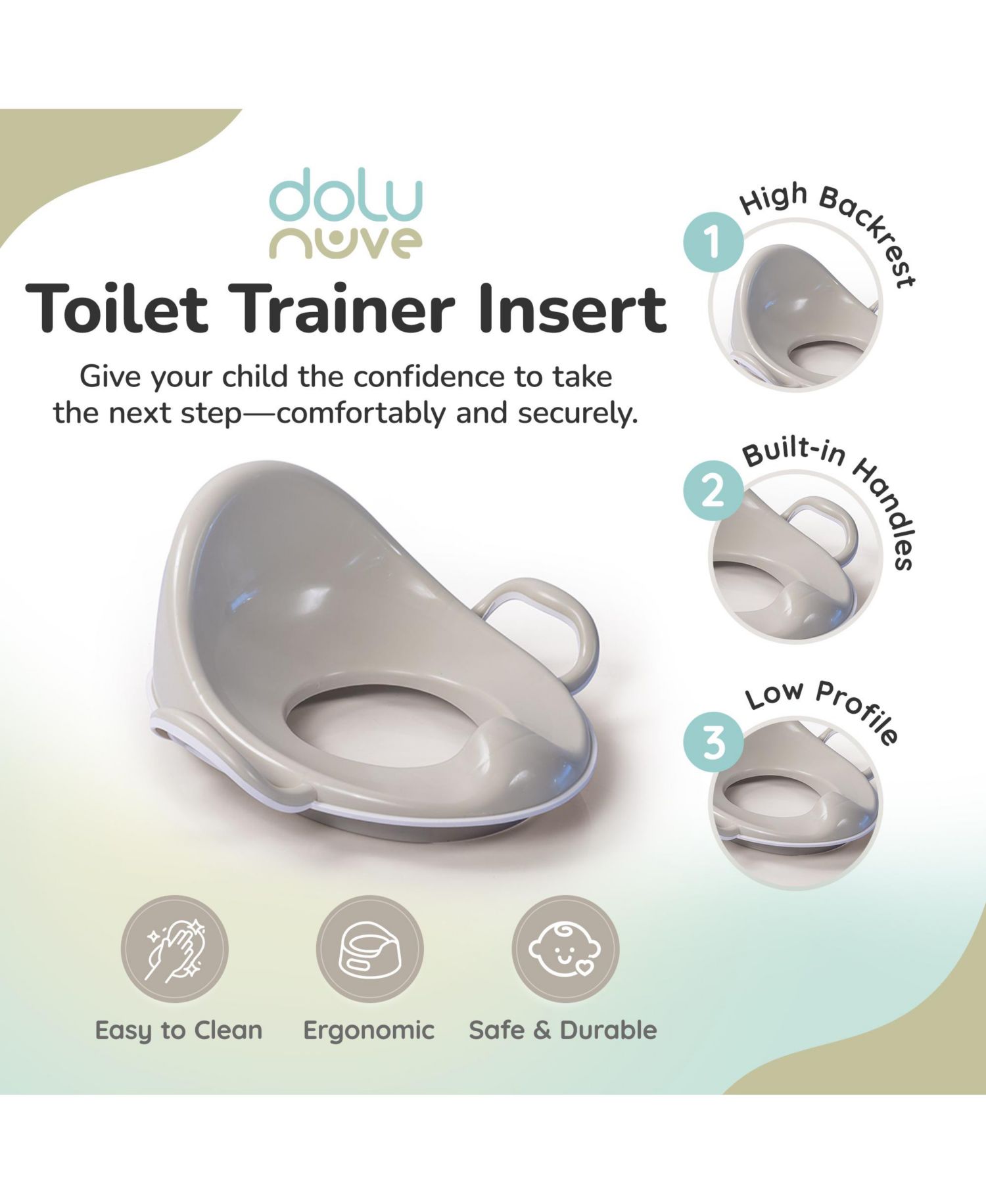 Toddler Toilet Training Seat Insert with High-Arched Backrest