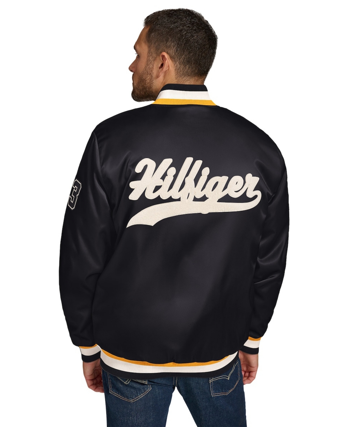 Tommy Hilfiger Men's Black Pittsburgh Steelers Dante Full-Snap Satin Jacket