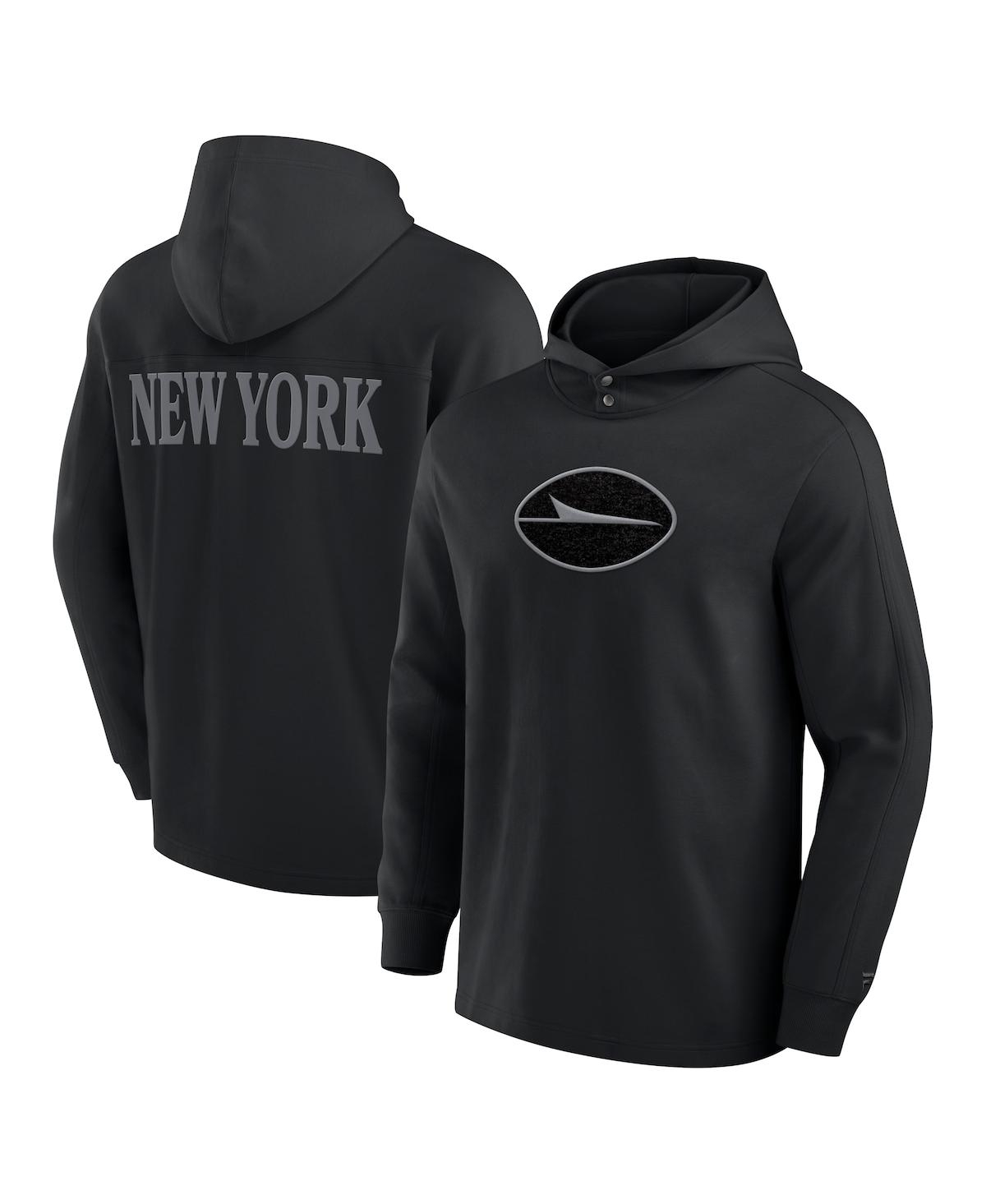 Fanatics Men's Black New York Jets Elements Blaze Tri-Blend Long Sleeve Hoodie T-Shirt - Black