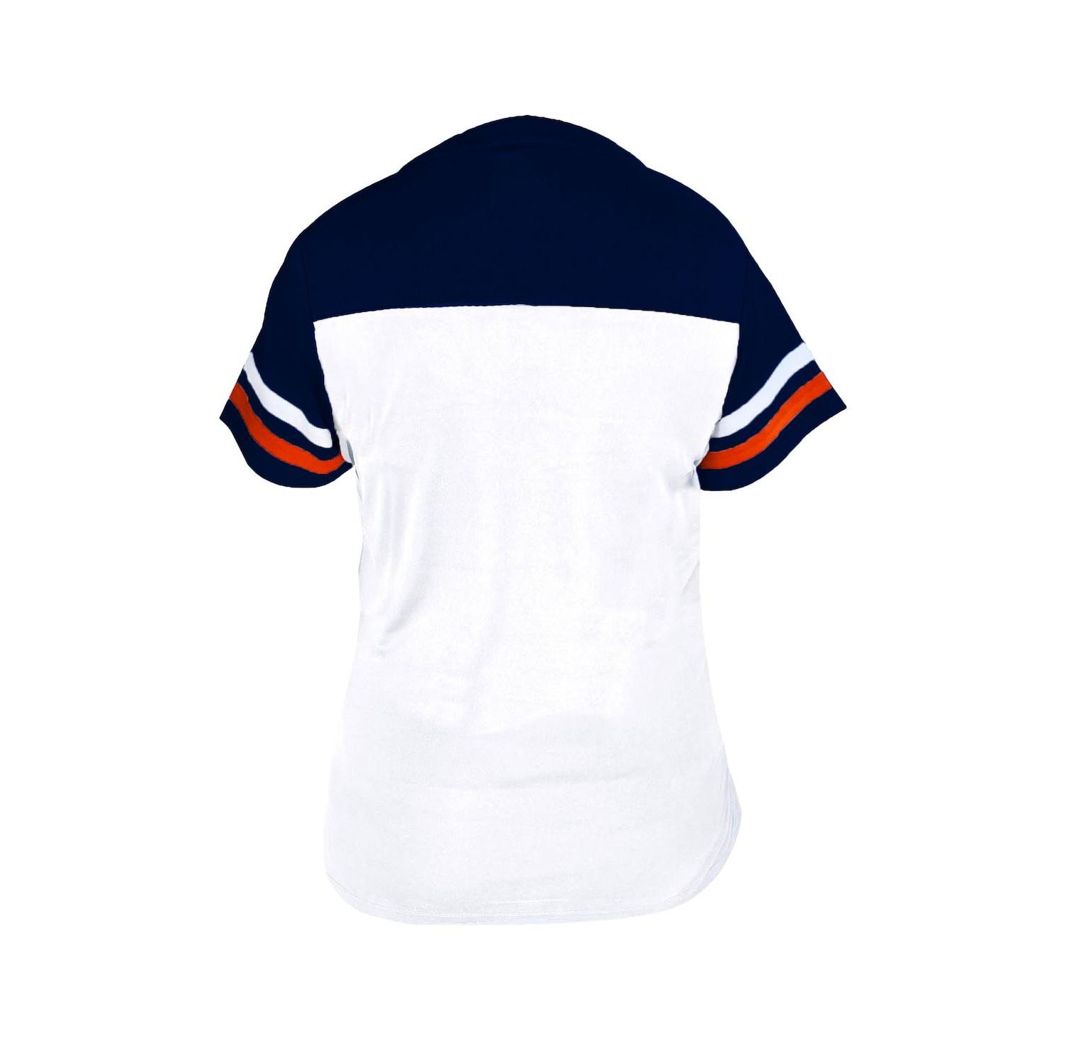 Women's White/Navy Houston Astros Plus Size Two-Stripe V-Neck T-Shirt