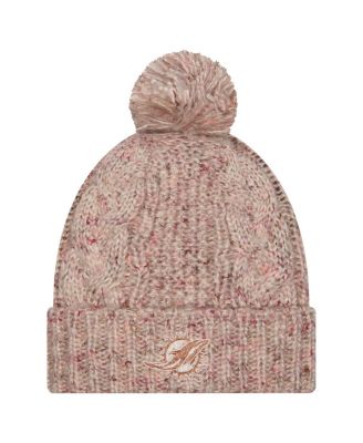 Women's Stone Miami Dolphins Trendy Tone Cuffed with Pom Knit Hat