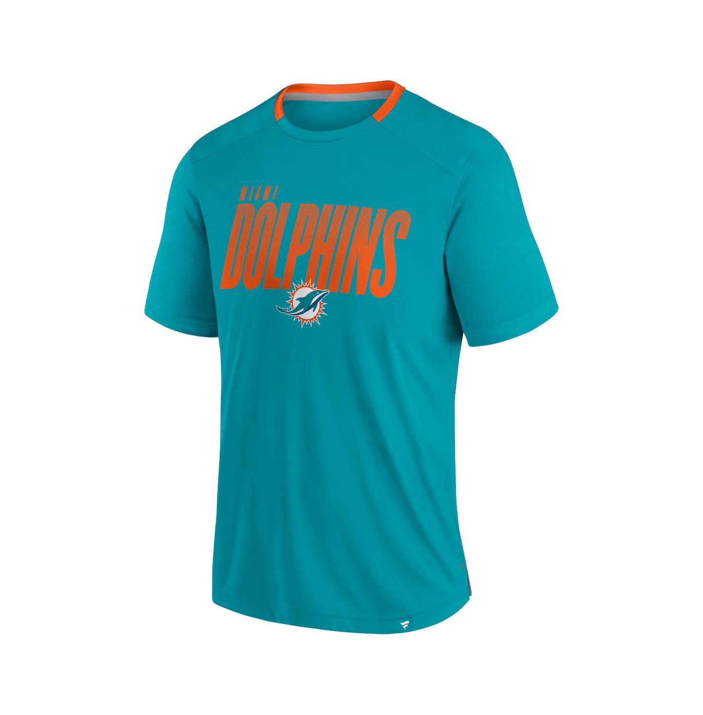 Мужская футболка Fanatics Aqua Miami Dolphins Defender Fade Slant — фото 3