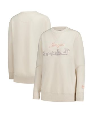 Women's Natural Clemson Tigers Campus Wash Fleece Sweatshirt