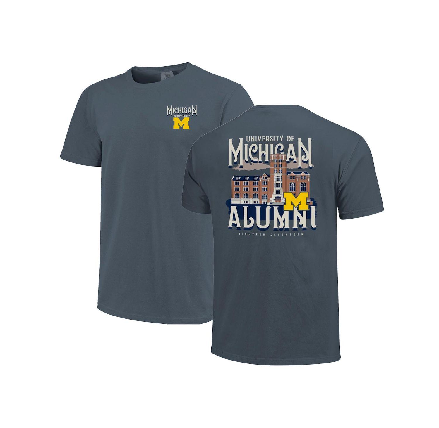Men's and Women's Denim Michigan Wolverines Comfort Colors Campus Alumni T-Shirt
