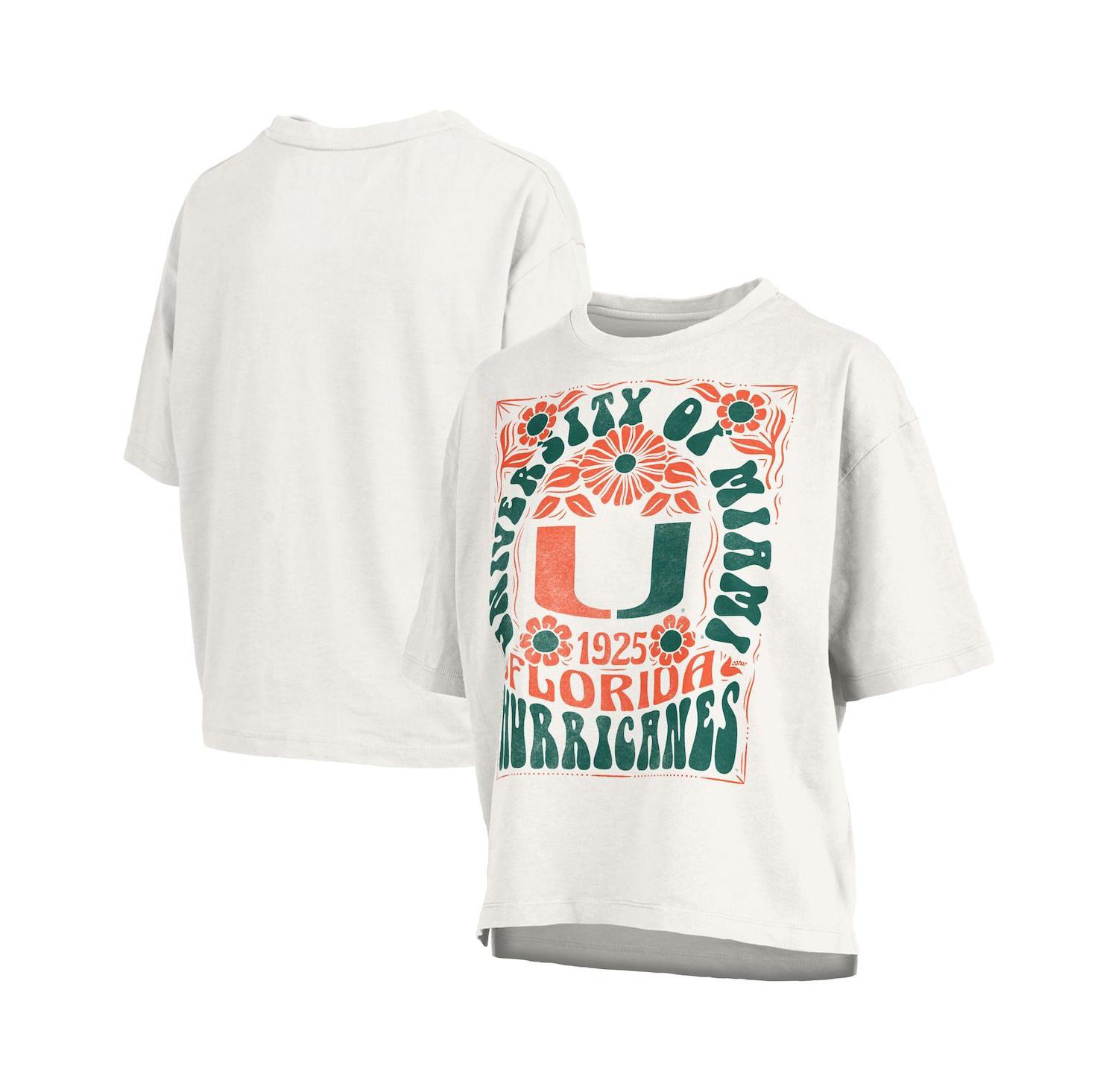 Women's White Miami Hurricanes Harmony Oversized Slub T-Shirt
