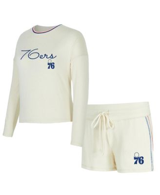 Women's 2-Piece Cream Philadelphia 76ers Kaki Hacci Knit Long Sleeve Top and Shorts Set