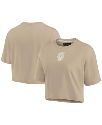 Women's Khaki Portland Trail Blazers Elements Super Soft Boxy Cropped T-Shirt