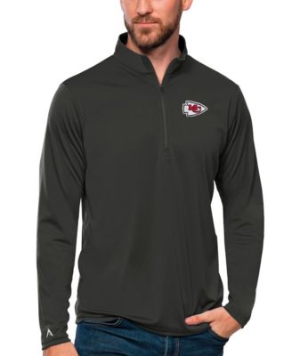 Men's Charcoal Kansas City Chiefs Tribute Quarter-Zip Lightweight Pullover T-Shirt