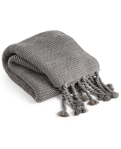 Home Design Studio Tassel-Trimmed Knit Throw, Only at Macy's