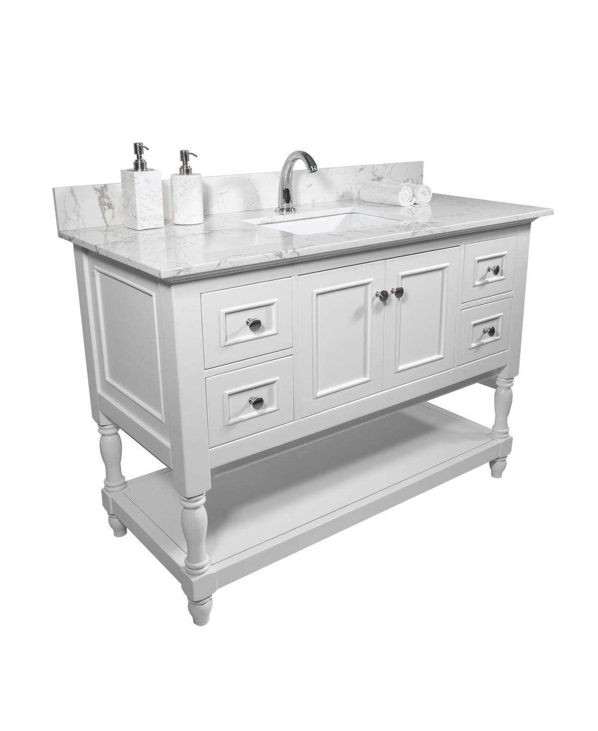 Sillysis 31/37/43 Inch Carrara Marble Stone Bathroom Vanity Top with Rectangular Undermount Sink and Backsplash