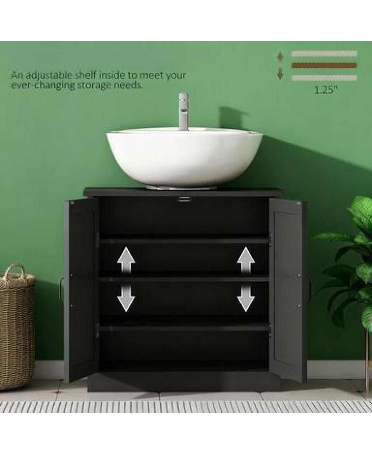 Sillysis 23.5 Inch Under Sink Bathroom Cabinet with Adjustable Shelf, Double Door Storage Organizer, Space Saving Vanity for Small Bathrooms