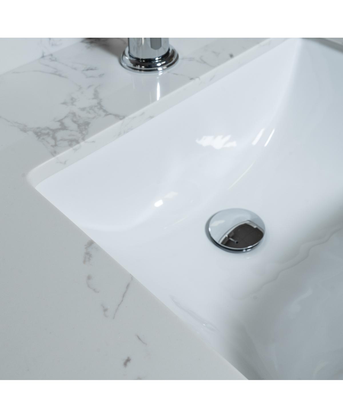 Sillysis 31/37/43 Inch Carrara Marble Stone Bathroom Vanity Top with Rectangular Undermount Sink and Backsplash