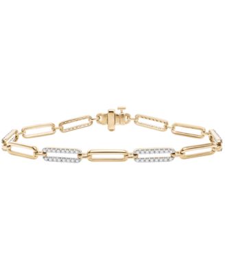 Diamond Bracelet (1 ct. t.w.) in 14k Yellow Gold over Sterling Silver