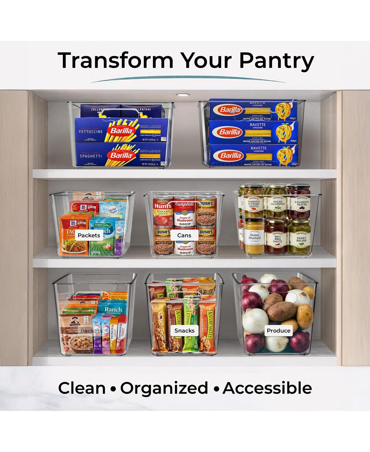Sorbus 6 Pack Large Square Stackable Storage Bins with Handles - for Storage, Closet, Shelf and Home Organization