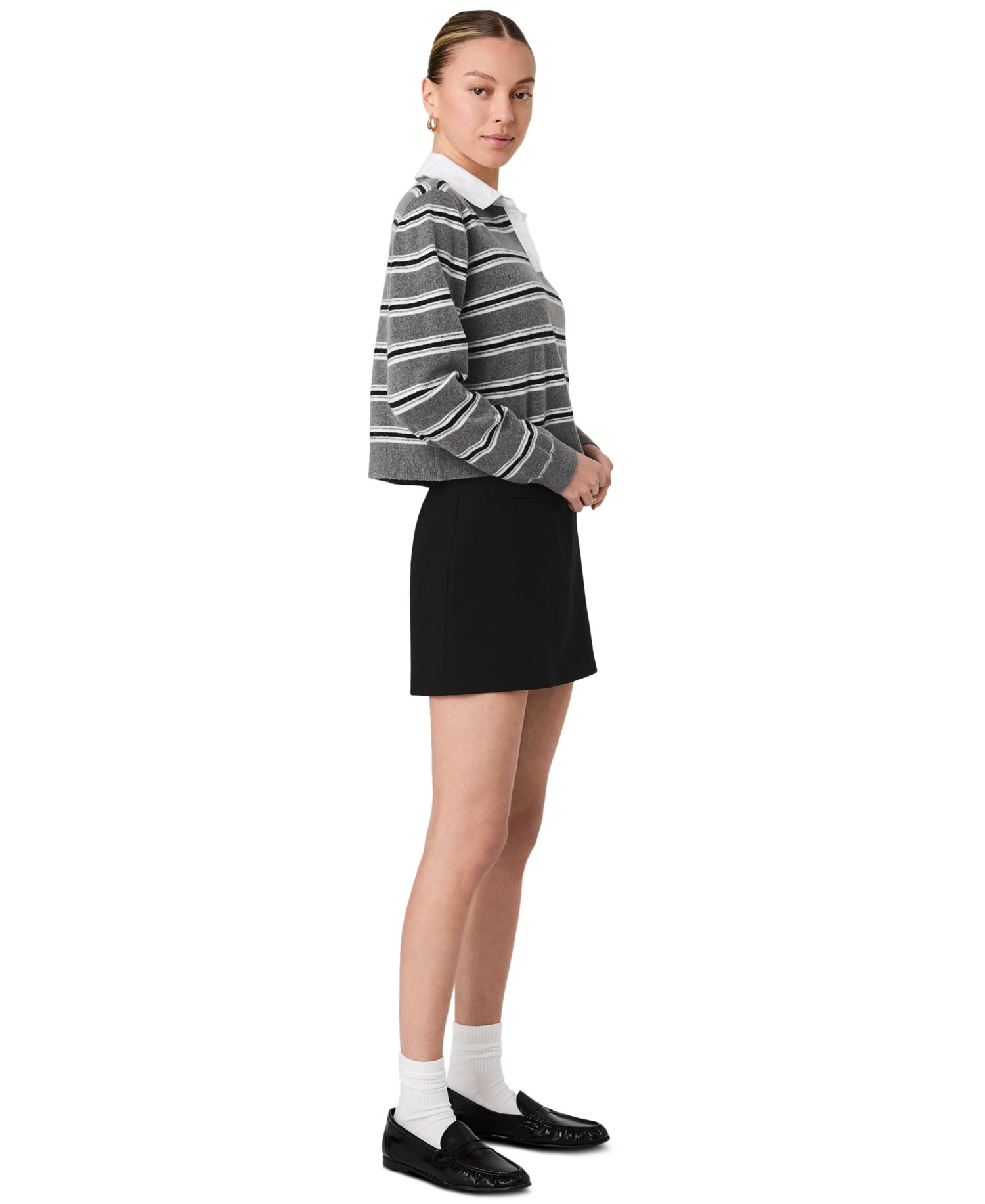 Women's Yulia Knit Campus Oversized Cropped Stripe Sweater