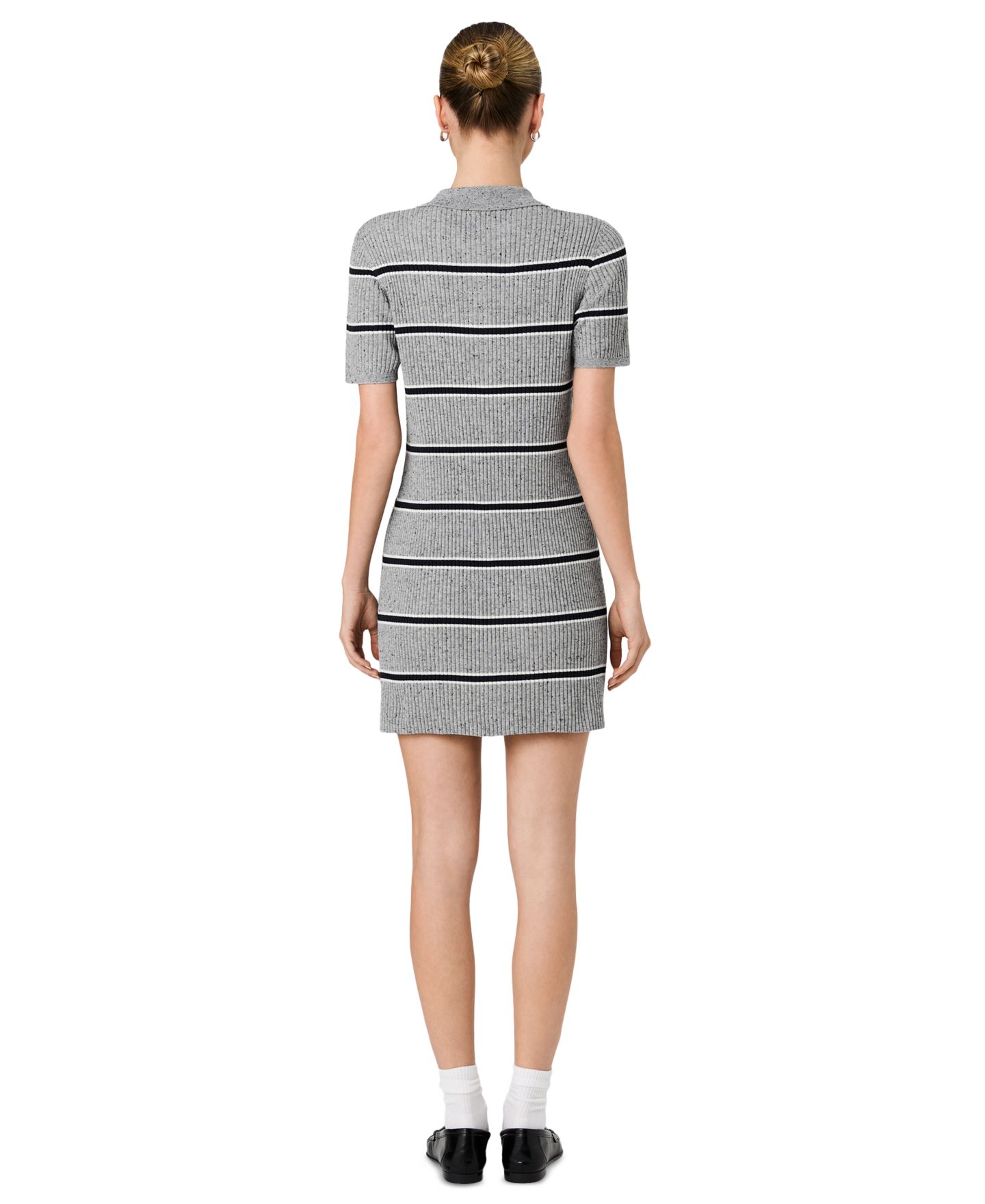 Женское платье French Connection Mason Knit Varsity Stripe Collared Mini, цвет: Серый — фото 9