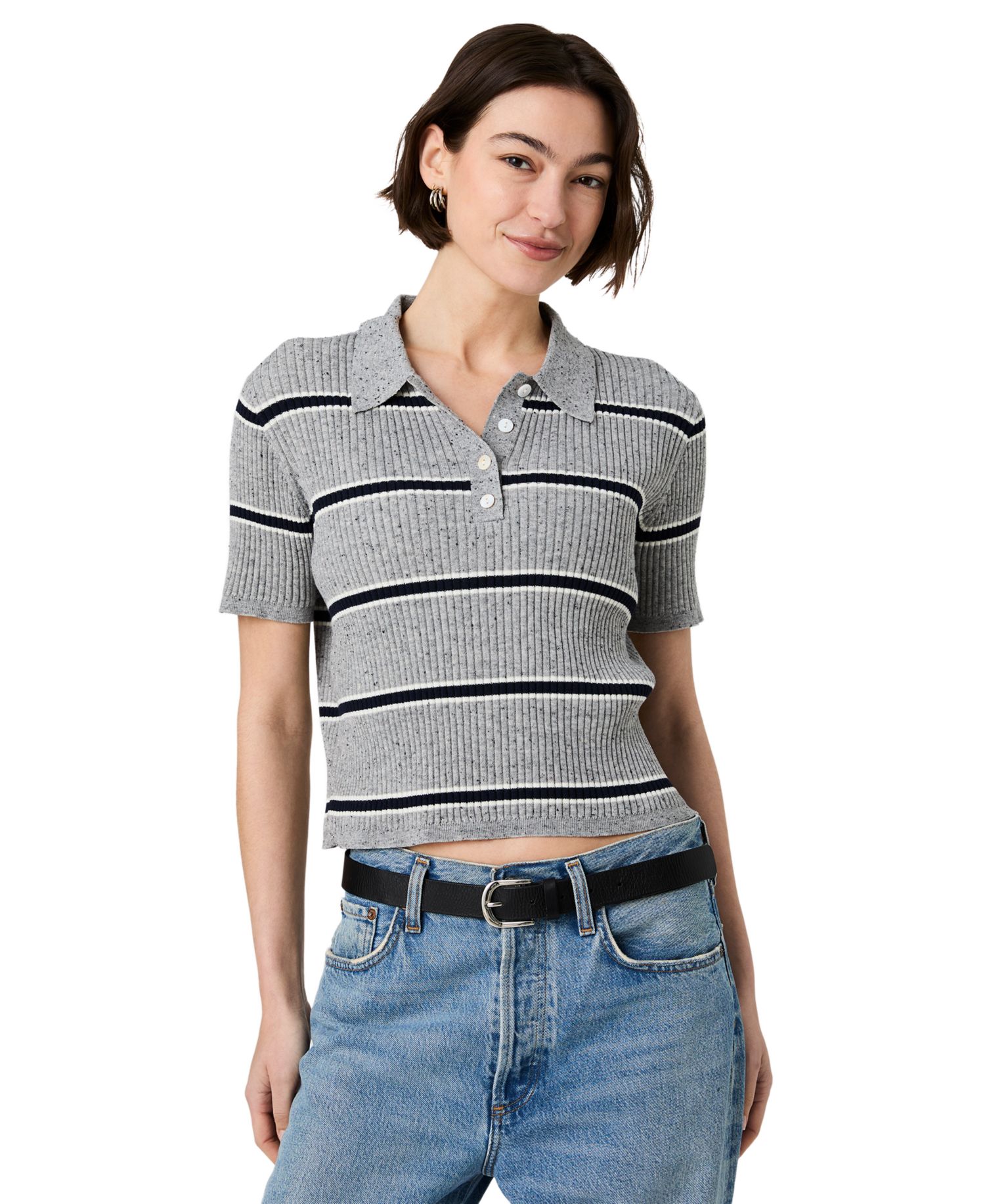 Women's Mason Knit Varsity Collared Stripe Sweater