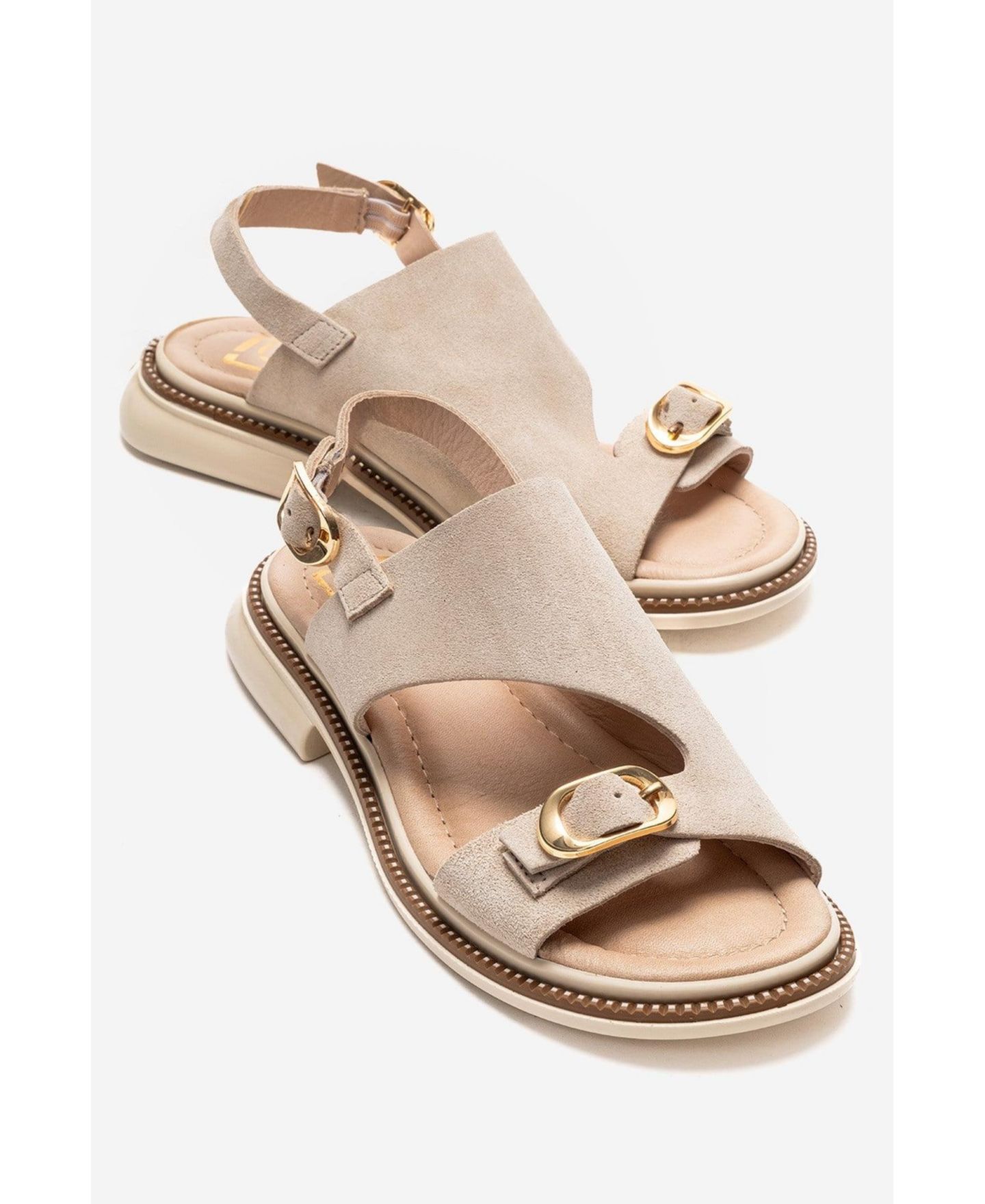 Женские сандалии Forever & Always Shoes Cruel Leather Sandal, цвет: Бежевый замшевый — фото 4