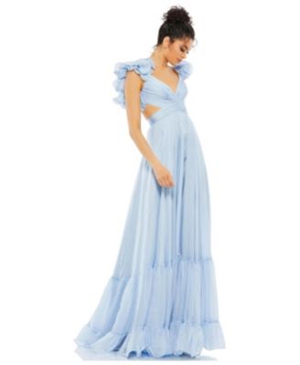 Women's Ruffle Tiered Cut-Out Chiffon Gown