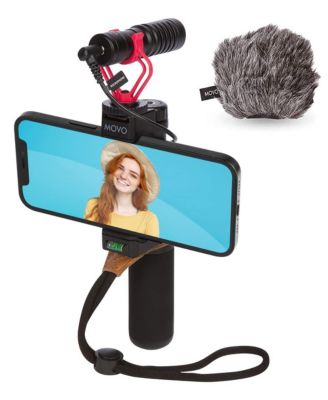 PR-2-PM Smartphone Video Rig with Shotgun Microphone, Grip Handle, & Wrist Strap for Smartphones