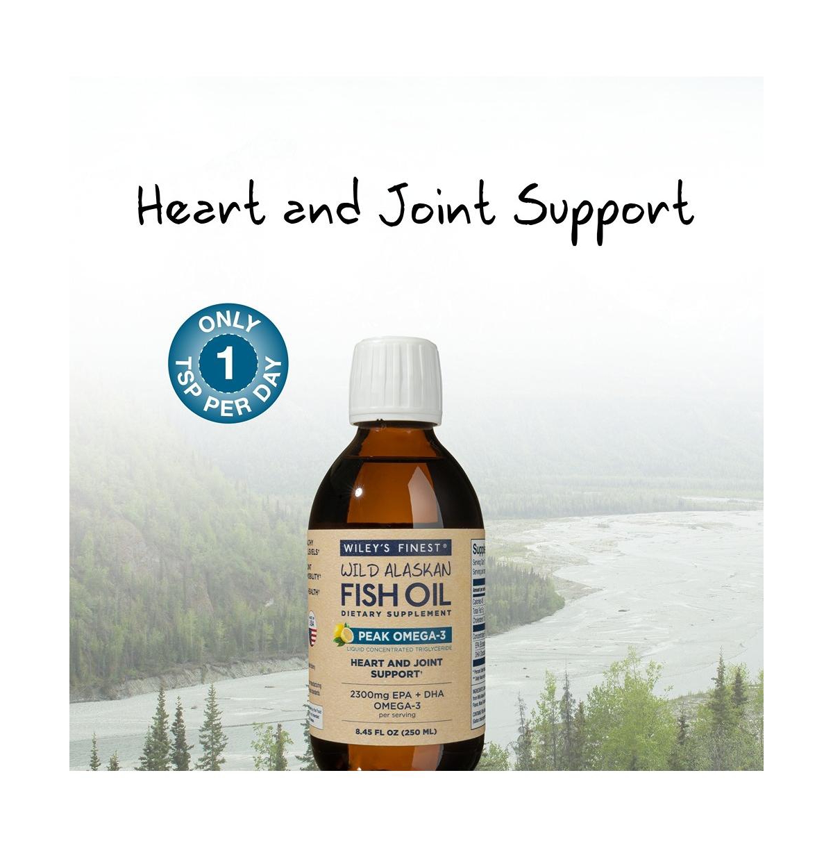 Wiley s Finest Wild Alaskan Fish Oil Peak Omega-3 Liquid Supplement - 2300mg Epa and Dha Omega-3s