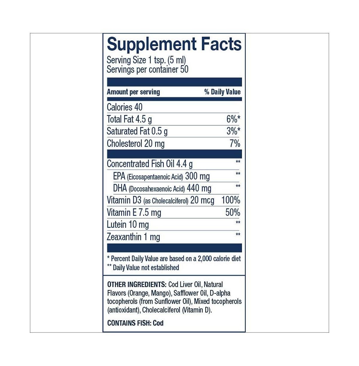 Wiley's Finest Cod Liver Oil - Orange Flavored Omega-3 Fish Oil Supplement