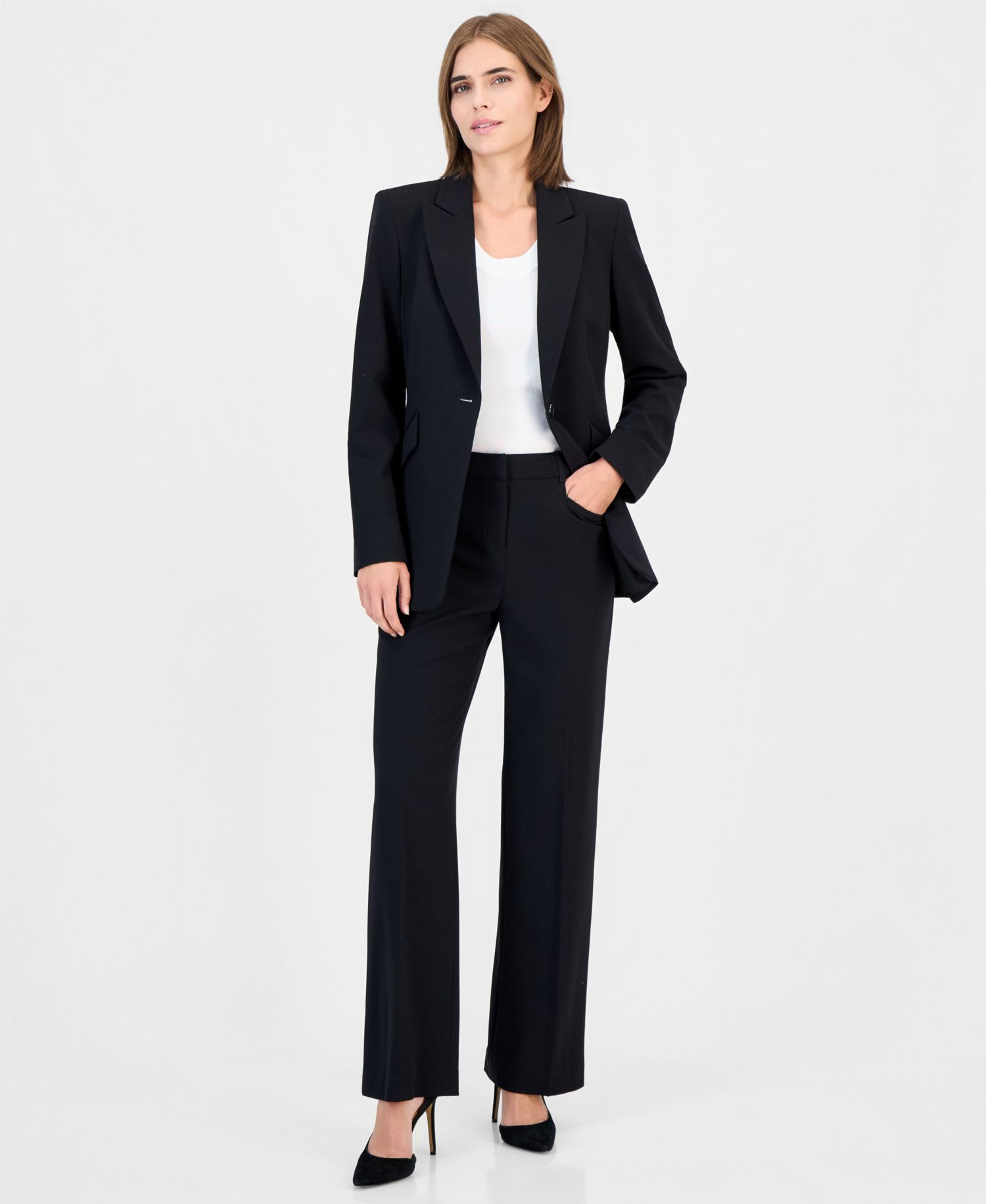 Peak-Lapel Button-Front Jacket