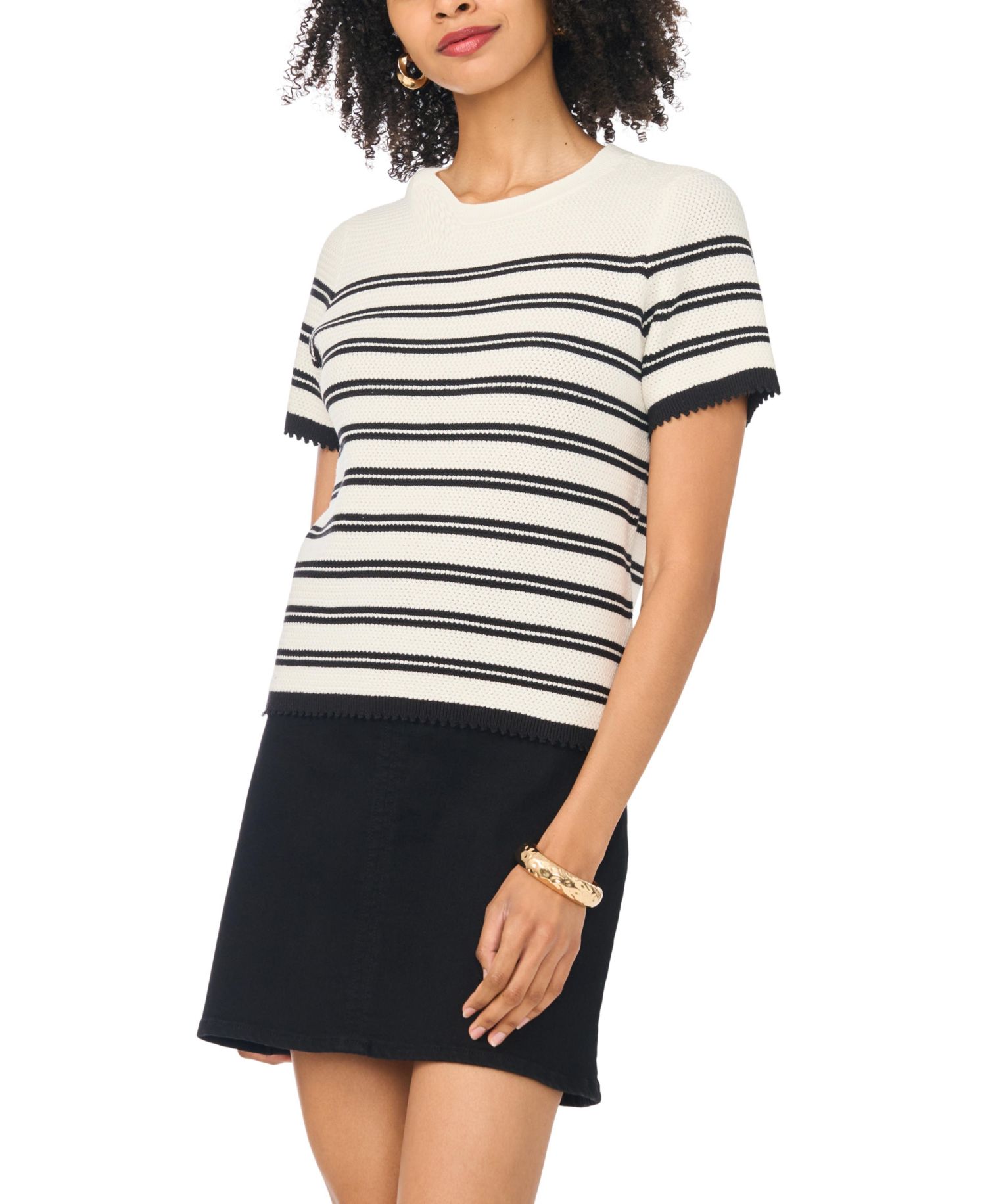 Women's Cotton Striped Crewneck Sweater