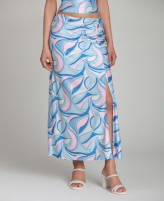 Women's Ruched Side Slit Skirt