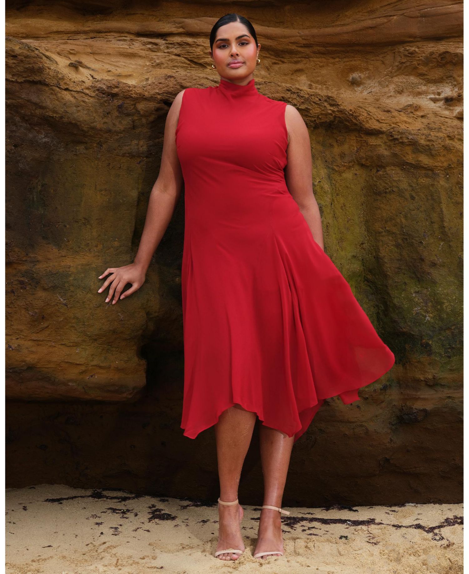 Women's Holly Halter Assymetric Sheath Midi Dress