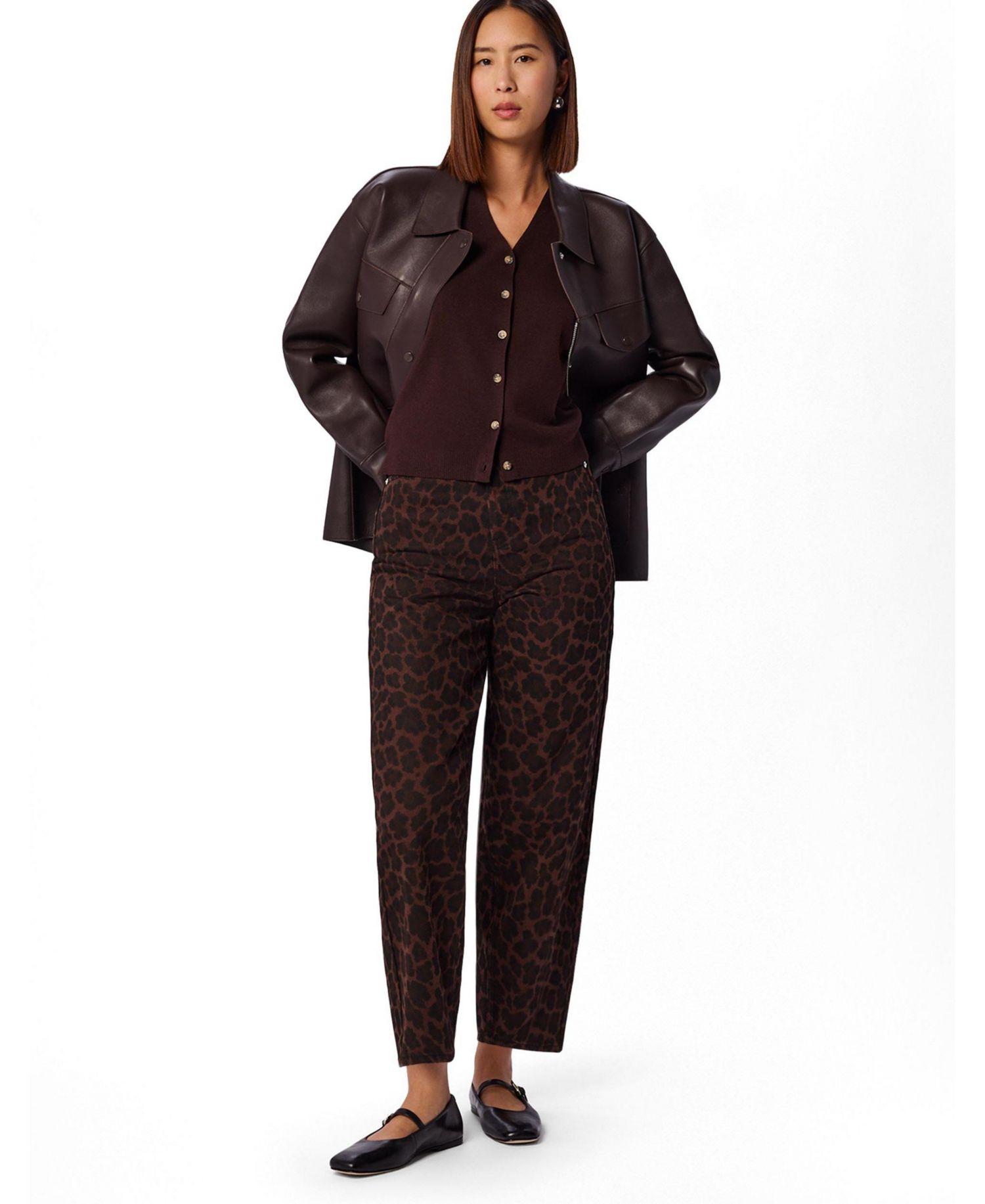 Women's Leopard Print Barrel Jean