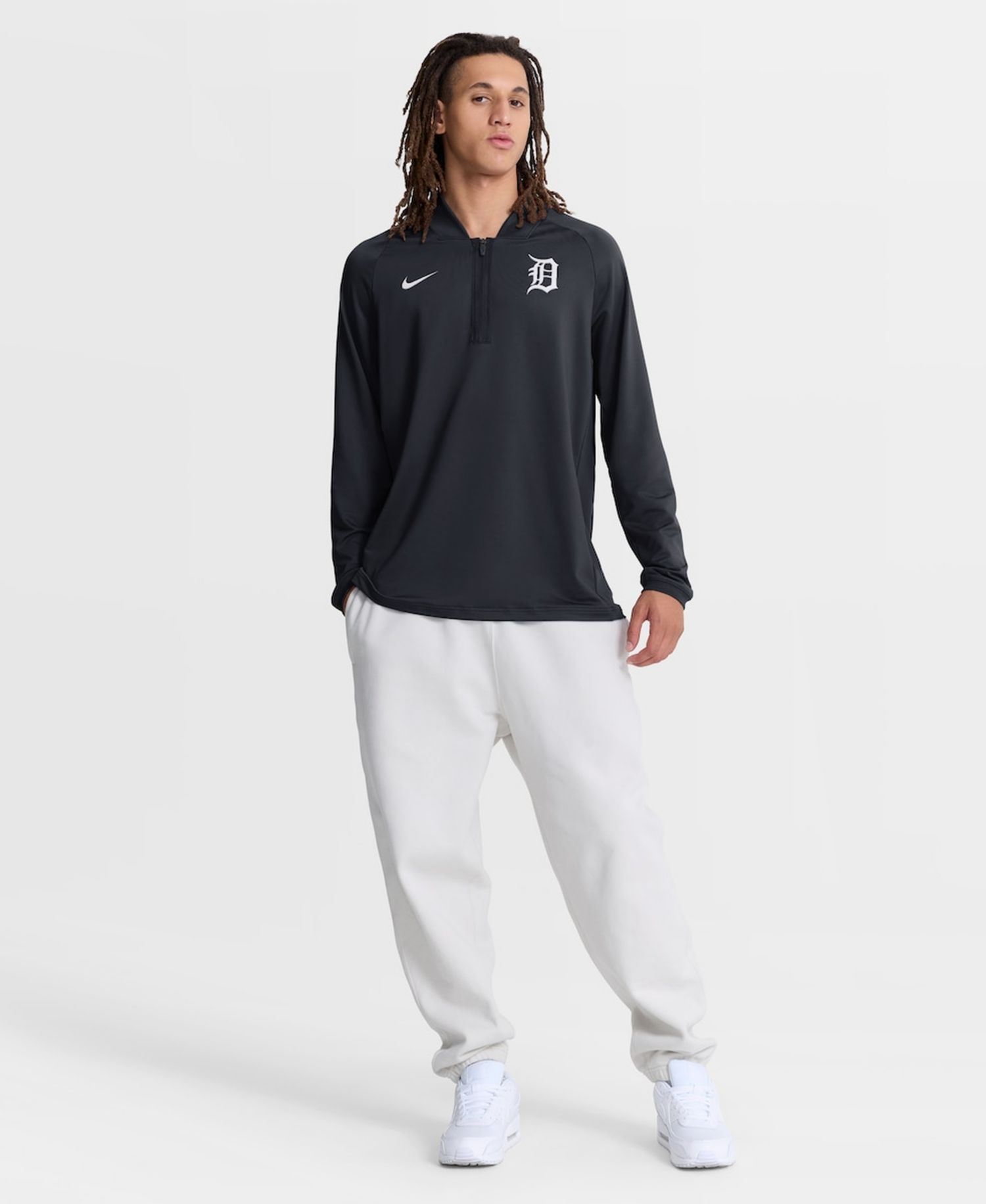 Men's Navy Detroit Tigers Authentic Collection Dri-FIT Raglan Half-Zip Pullover