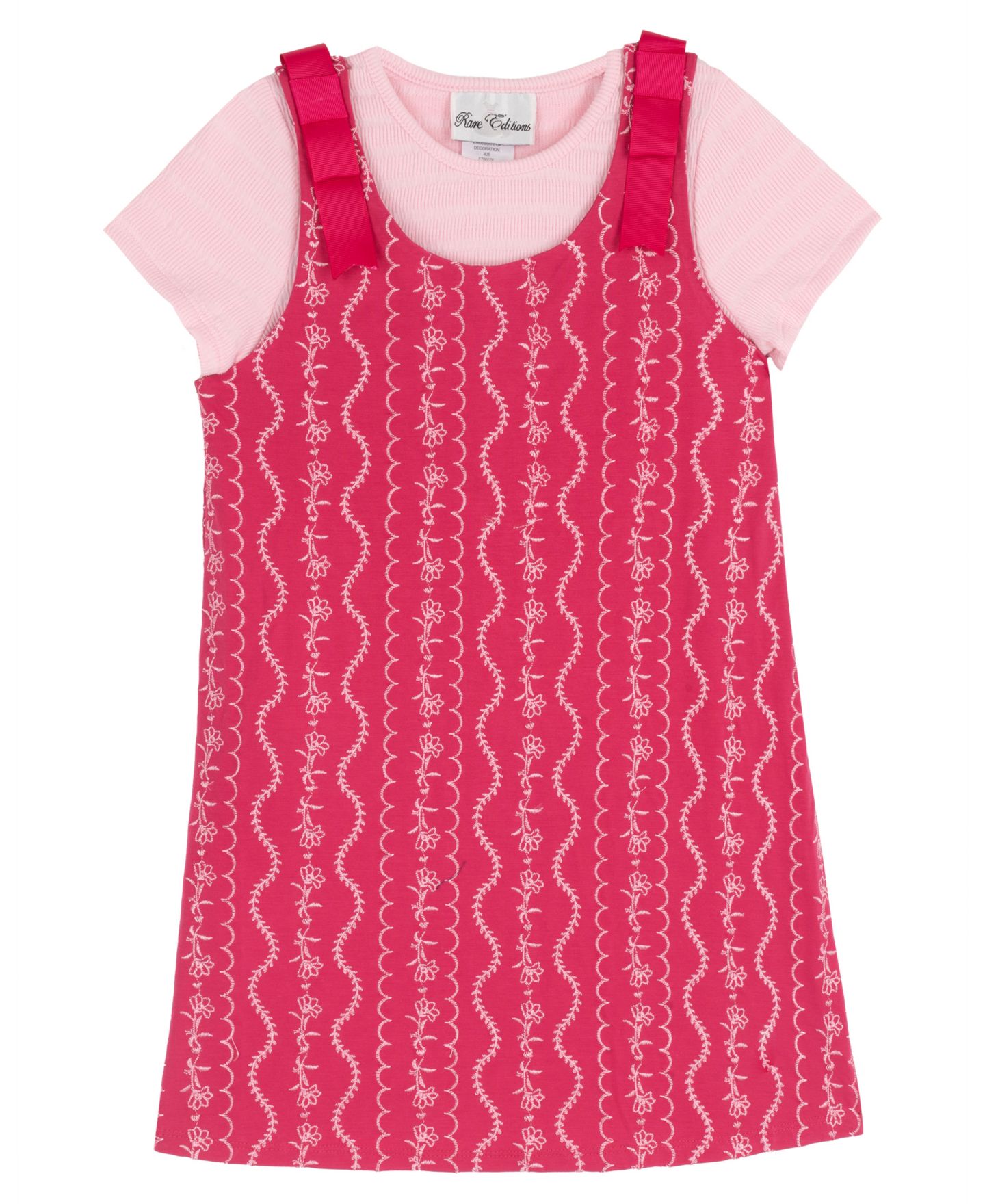 Комплекты Rare Editions Short-Sleeve Top and Jumper, 2-Piece Set для девочек, цвет: Розовый — фото 4