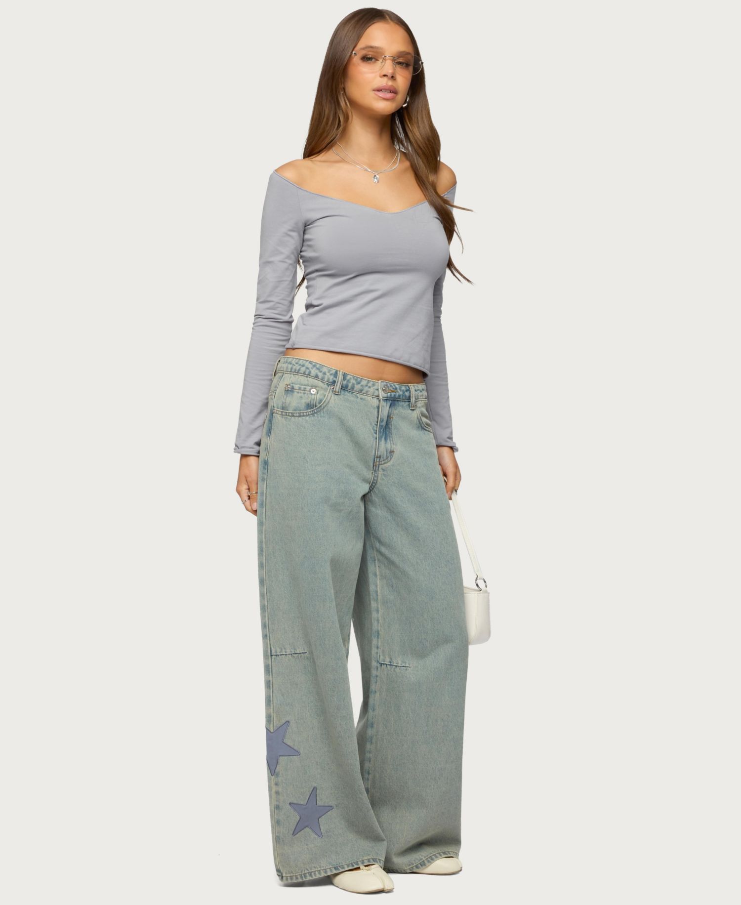 Women's Nattie Off Shoulder V Neck Top