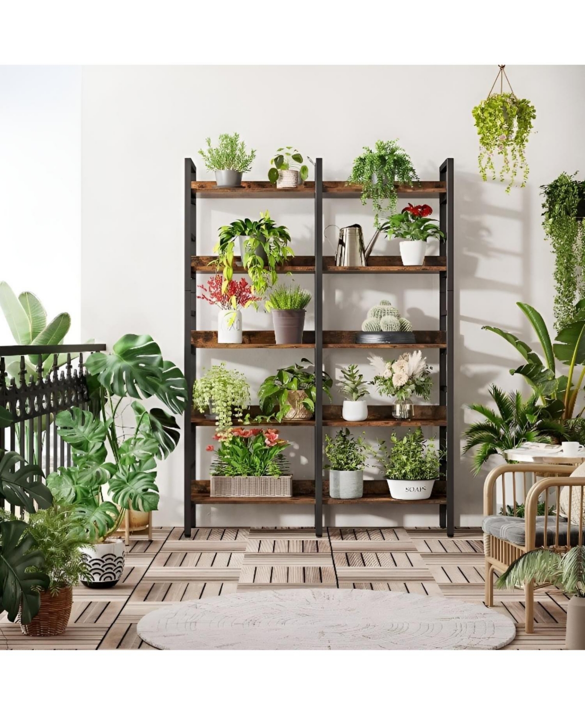Slickblue 5 Tier Double Wide Bookshelf with Open Storage Shelves