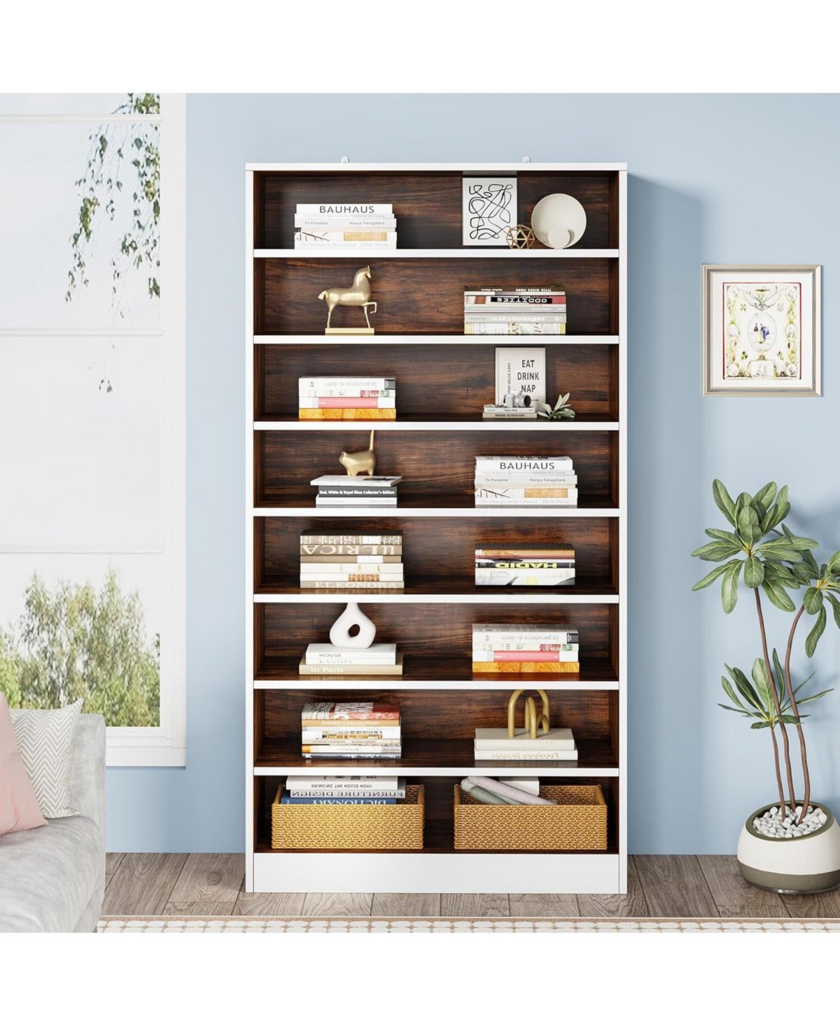 Slickblue Freestanding 9-Tier Bookshelf Organizer for Home or Office Display