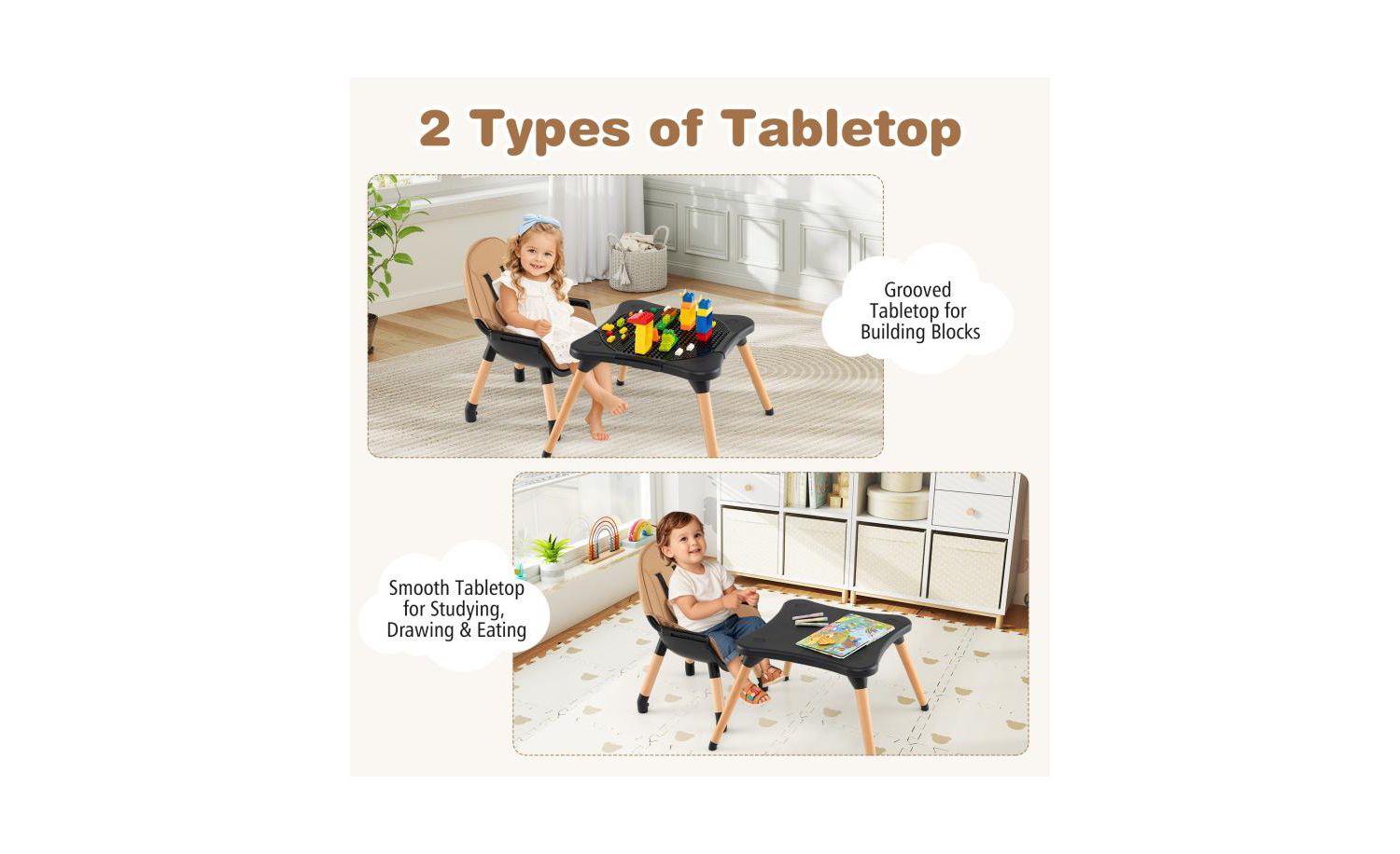 Convertible 6-in-1 High Chair for Babies and Toddlers with Adjustable Seat