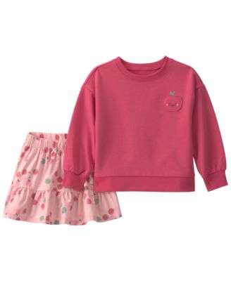 Toddler Girls' 2T-5T Apple French Terry Sweatshirt and Skort, 2-Piece Set