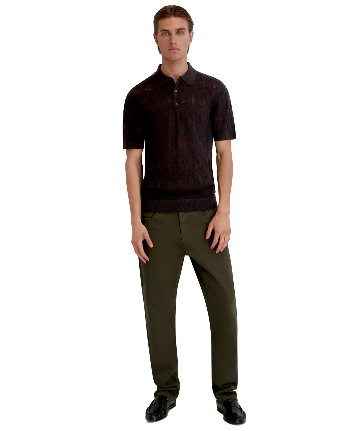 Men's Open Weave Diamond Knit Polo Shirt