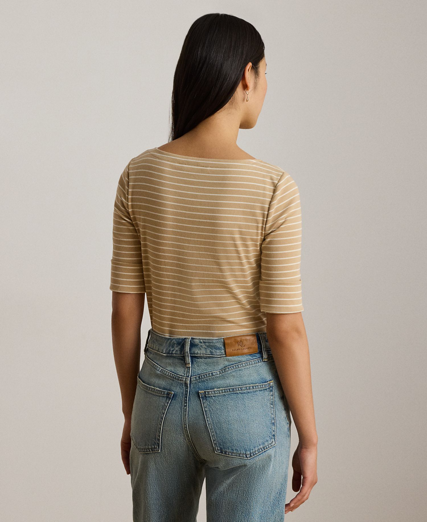 Petite Striped Boat Neck T-Shirt
