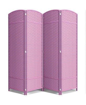 Extra Wide Double Hinged 4 Panels Partition Room Dividers - Mesh Hand-Woven Design Folding Privacy Screens, Wall Divider for Room Separation